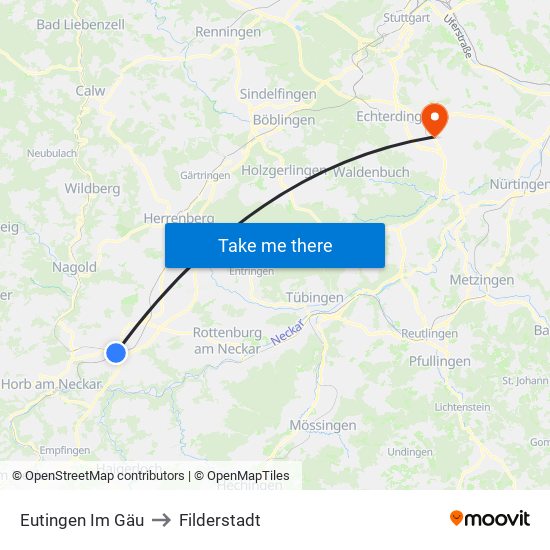 Eutingen Im Gäu to Filderstadt map