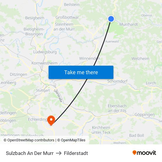 Sulzbach An Der Murr to Filderstadt map