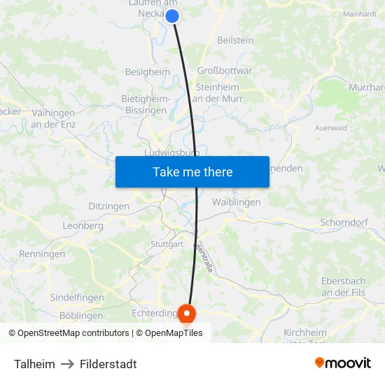 Talheim to Filderstadt map