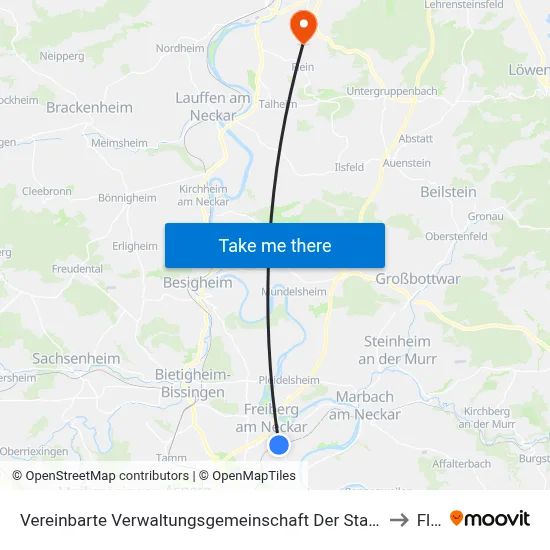 Vereinbarte Verwaltungsgemeinschaft Der Stadt Freiberg am Neckar to Flein map