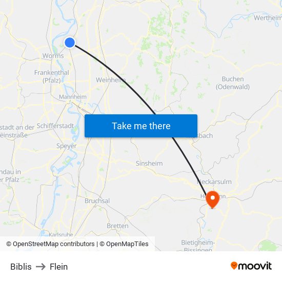 Biblis to Flein map