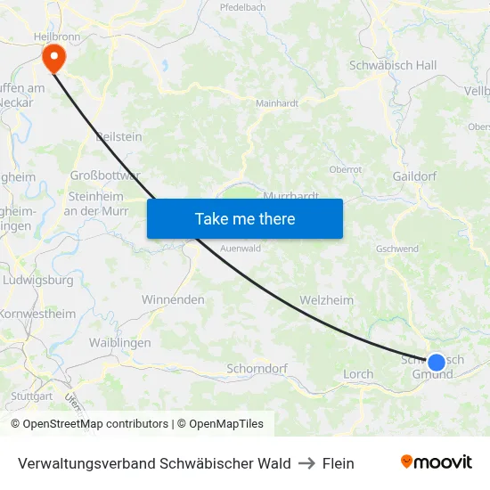 Verwaltungsverband Schwäbischer Wald to Flein map