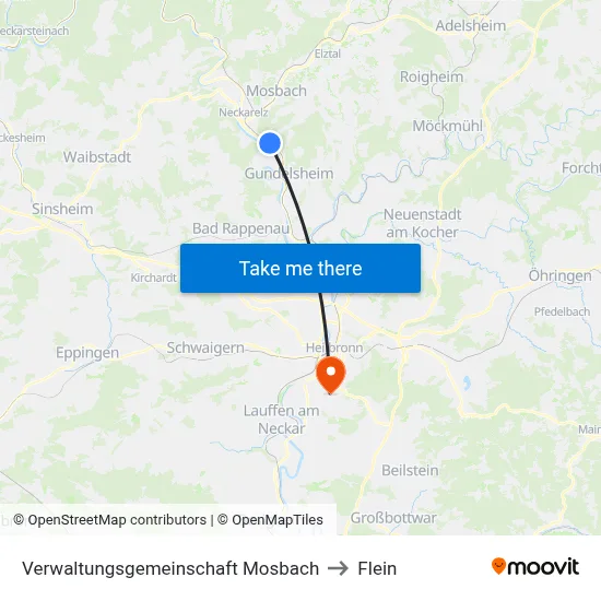 Verwaltungsgemeinschaft Mosbach to Flein map
