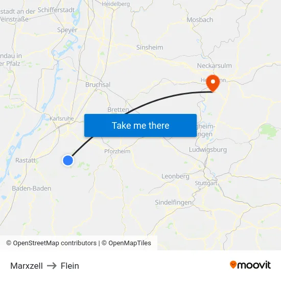 Marxzell to Flein map