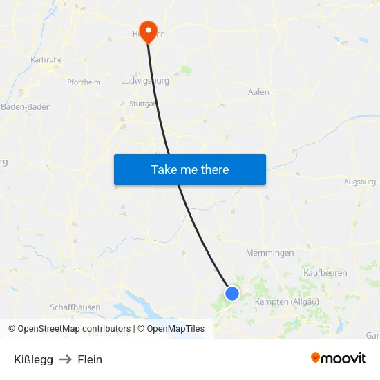 Kißlegg to Flein map