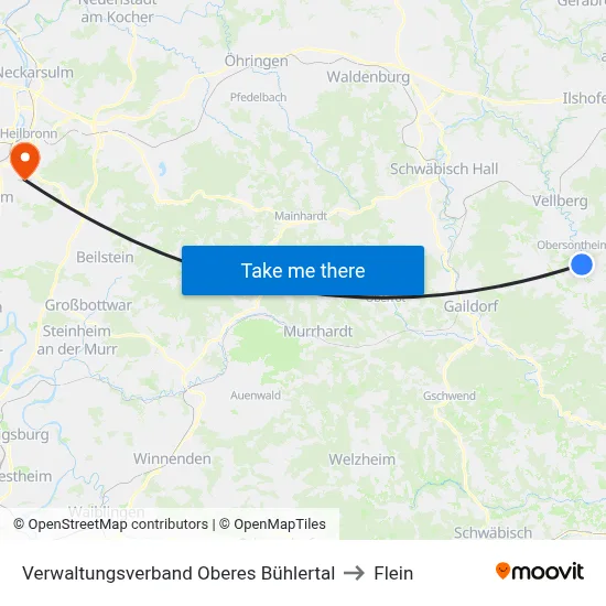 Verwaltungsverband Oberes Bühlertal to Flein map