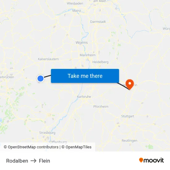 Rodalben to Flein map