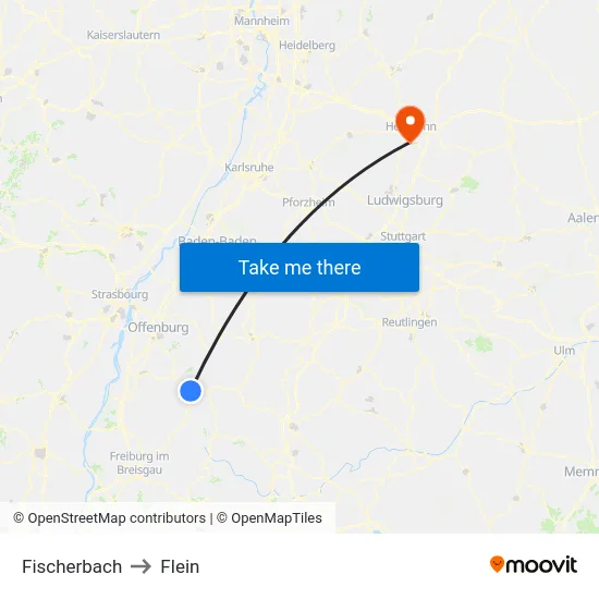 Fischerbach to Flein map