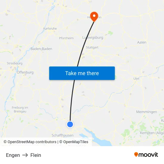 Engen to Flein map