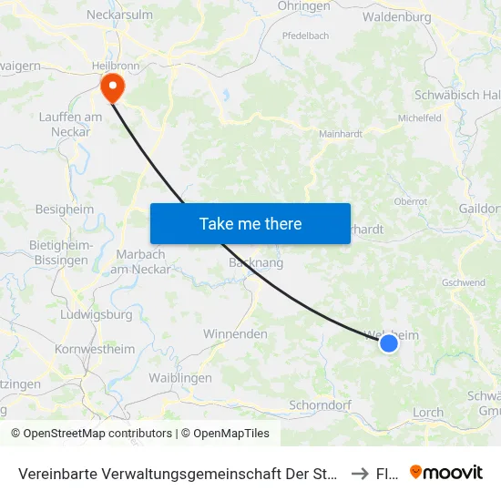 Vereinbarte Verwaltungsgemeinschaft Der Stadt Welzheim to Flein map