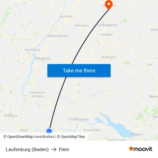 Laufenburg (Baden) to Flein map