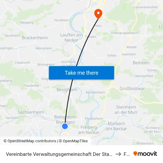 Vereinbarte Verwaltungsgemeinschaft Der Stadt Bietigheim-Bissingen to Flein map