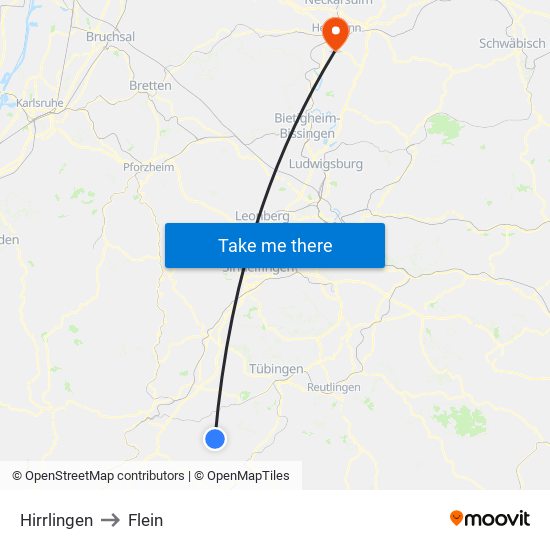 Hirrlingen to Flein map