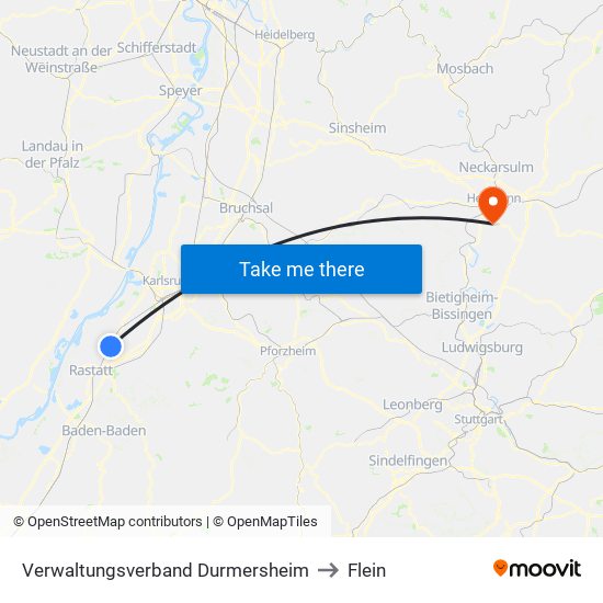 Verwaltungsverband Durmersheim to Flein map