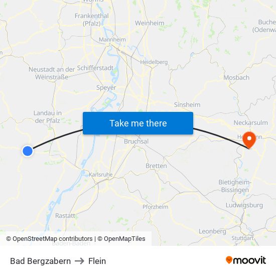 Bad Bergzabern to Flein map