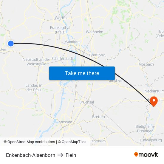 Enkenbach-Alsenborn to Flein map