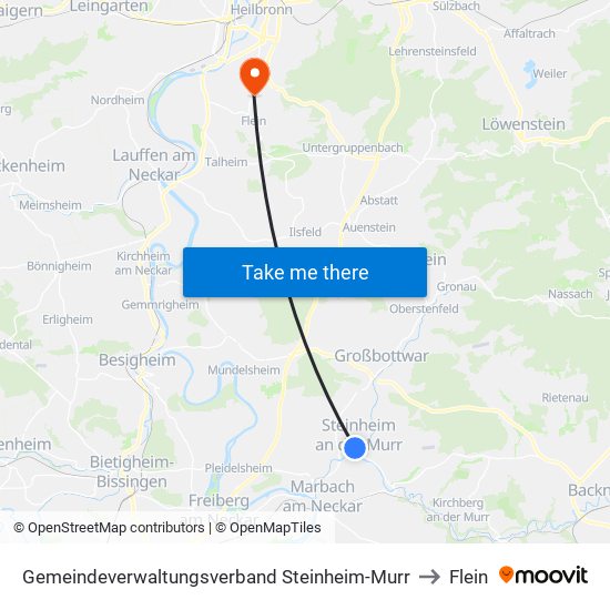 Gemeindeverwaltungsverband Steinheim-Murr to Flein map
