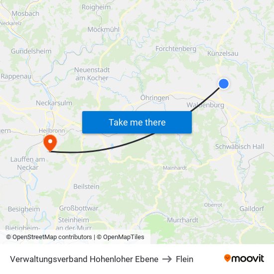Verwaltungsverband Hohenloher Ebene to Flein map