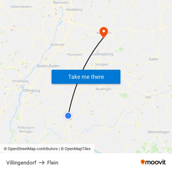 Villingendorf to Flein map