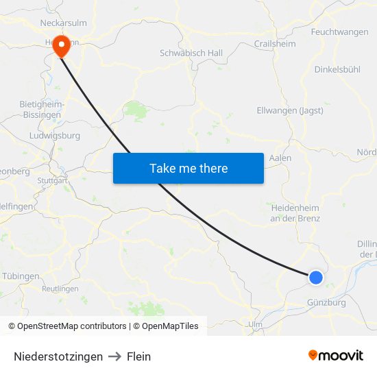Niederstotzingen to Flein map