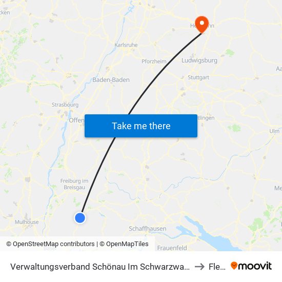 Verwaltungsverband Schönau Im Schwarzwald to Flein map