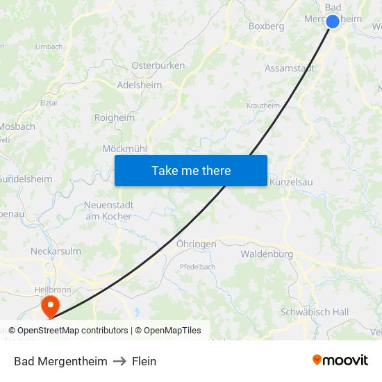 Bad Mergentheim to Flein map