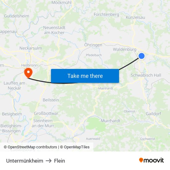 Untermünkheim to Flein map