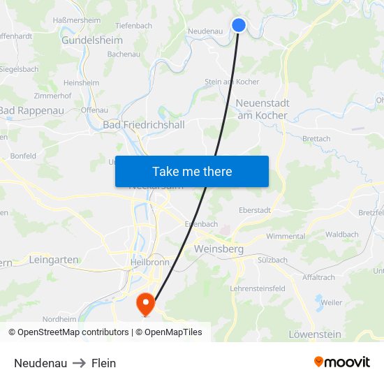 Neudenau to Flein map