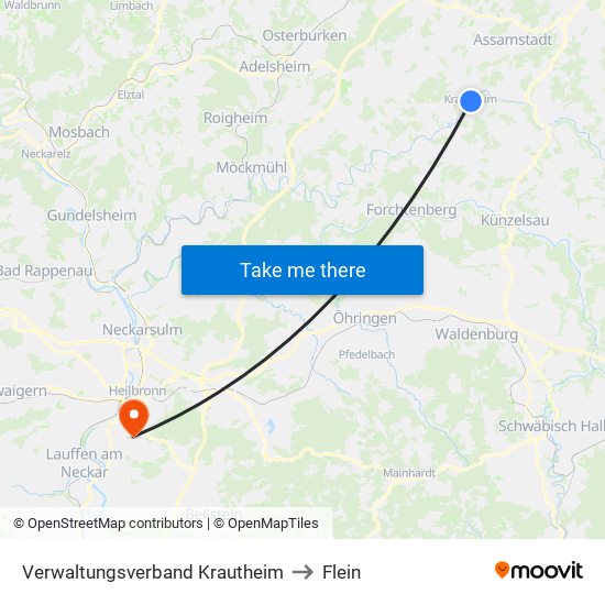 Verwaltungsverband Krautheim to Flein map