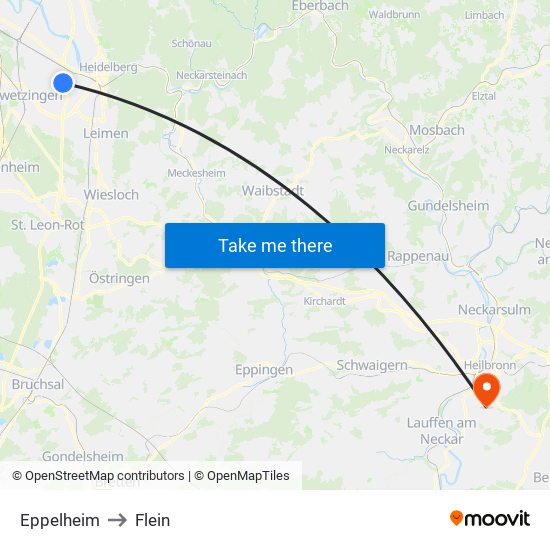 Eppelheim to Flein map