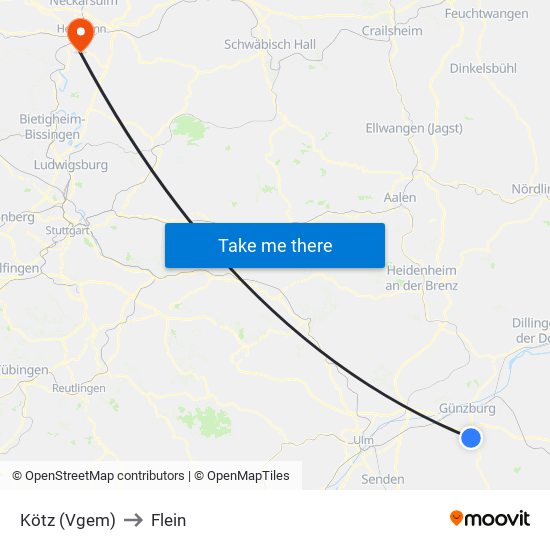 Kötz (Vgem) to Flein map
