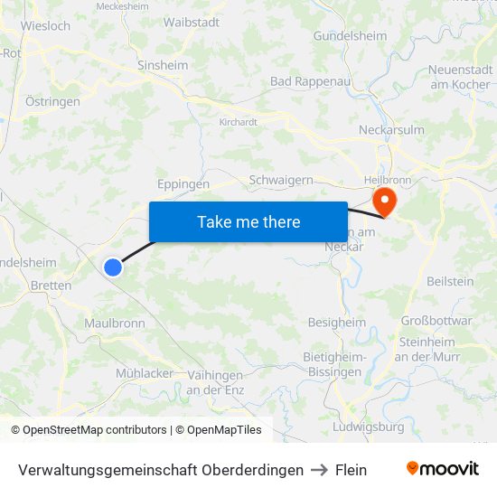Verwaltungsgemeinschaft Oberderdingen to Flein map