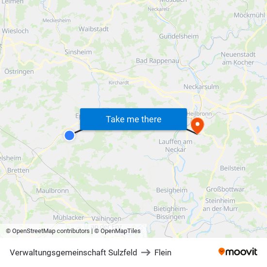 Verwaltungsgemeinschaft Sulzfeld to Flein map