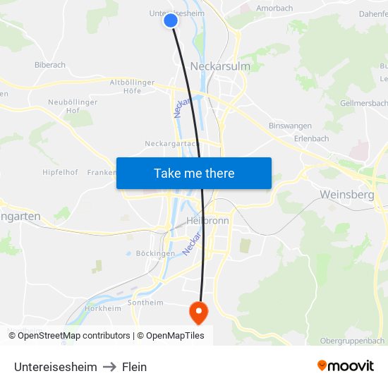 Untereisesheim to Flein map