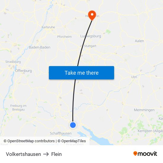 Volkertshausen to Flein map