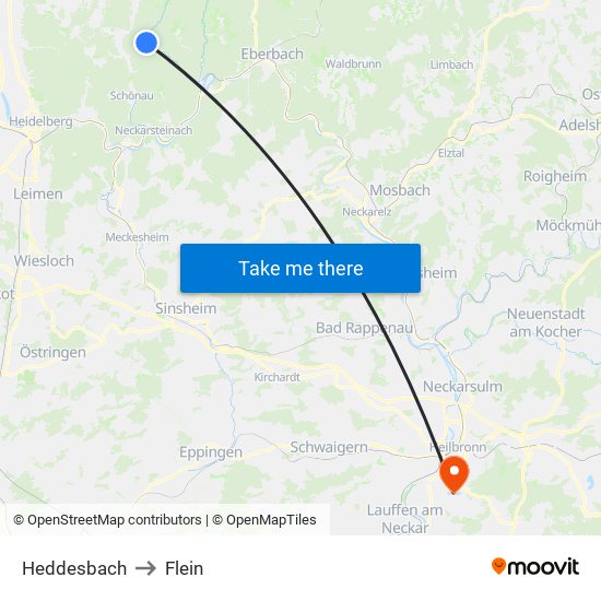 Heddesbach to Flein map