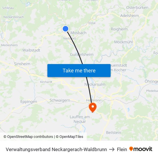 Verwaltungsverband Neckargerach-Waldbrunn to Flein map