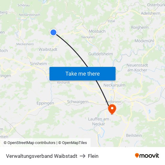 Verwaltungsverband Waibstadt to Flein map