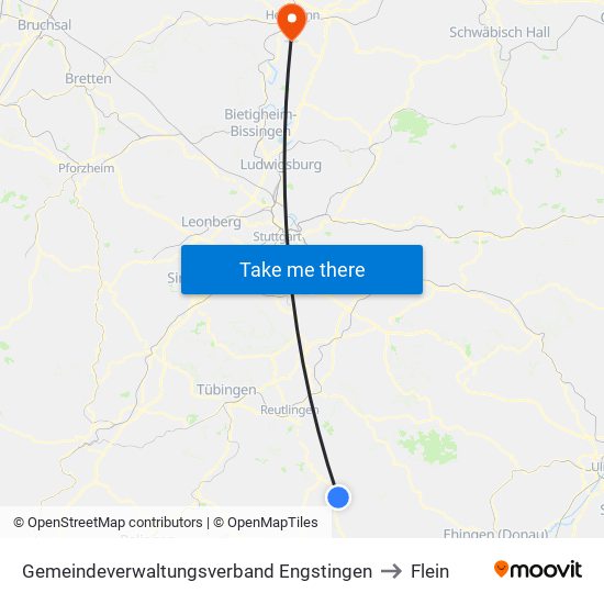 Gemeindeverwaltungsverband Engstingen to Flein map