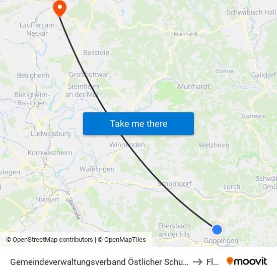 Gemeindeverwaltungsverband Östlicher Schurwald to Flein map