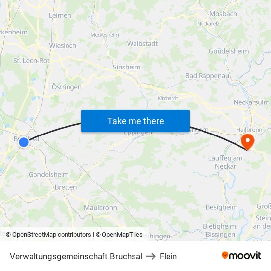 Verwaltungsgemeinschaft Bruchsal to Flein map