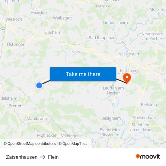 Zaisenhausen to Flein map