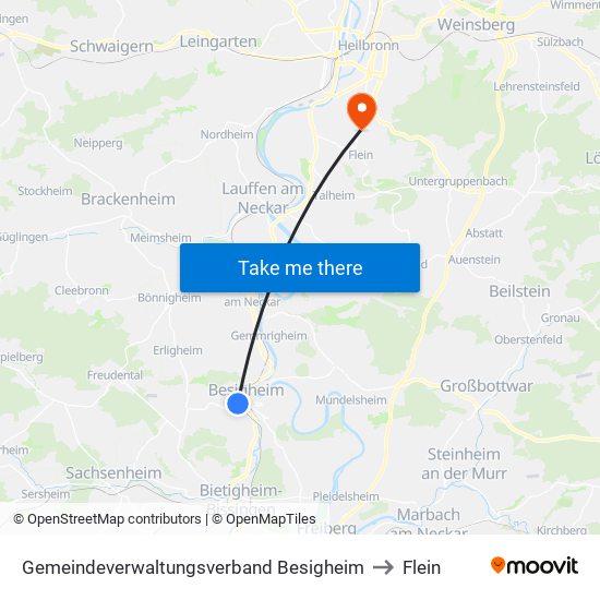 Gemeindeverwaltungsverband Besigheim to Flein map