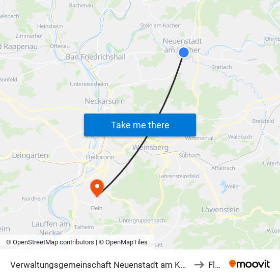 Verwaltungsgemeinschaft Neuenstadt am Kocher to Flein map