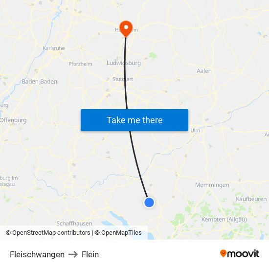 Fleischwangen to Flein map