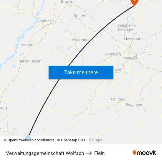 Verwaltungsgemeinschaft Wolfach to Flein map