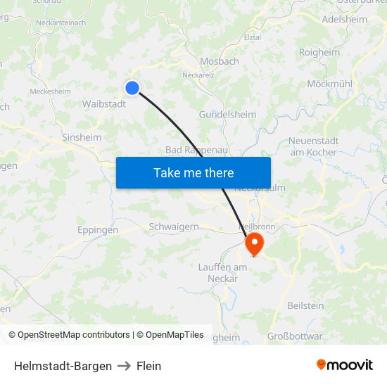 Helmstadt-Bargen to Flein map