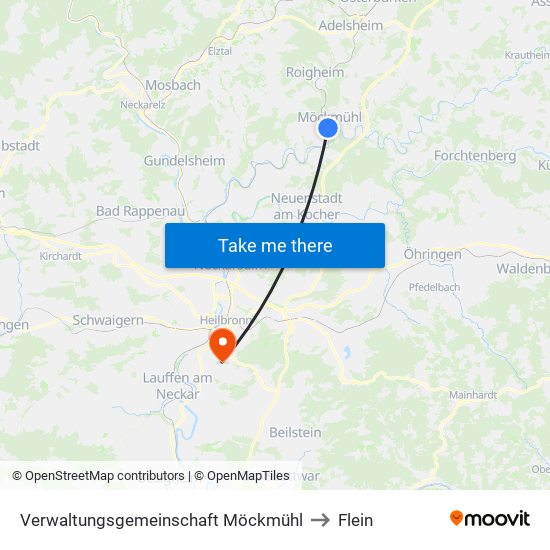 Verwaltungsgemeinschaft Möckmühl to Flein map