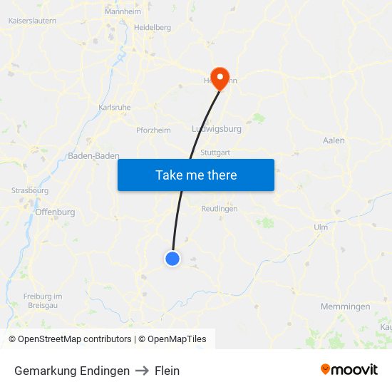 Gemarkung Endingen to Flein map