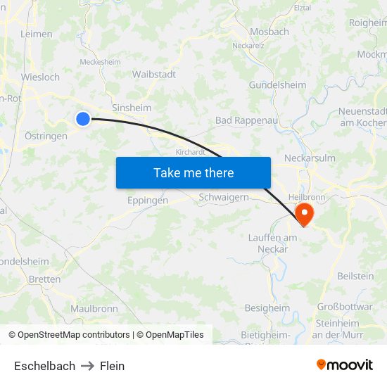 Eschelbach to Flein map